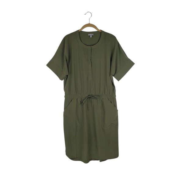 Talbots Lightweight Stretch Stand Collar Dress Olive Green Blouson UPF Size M - Picture 1 of 10